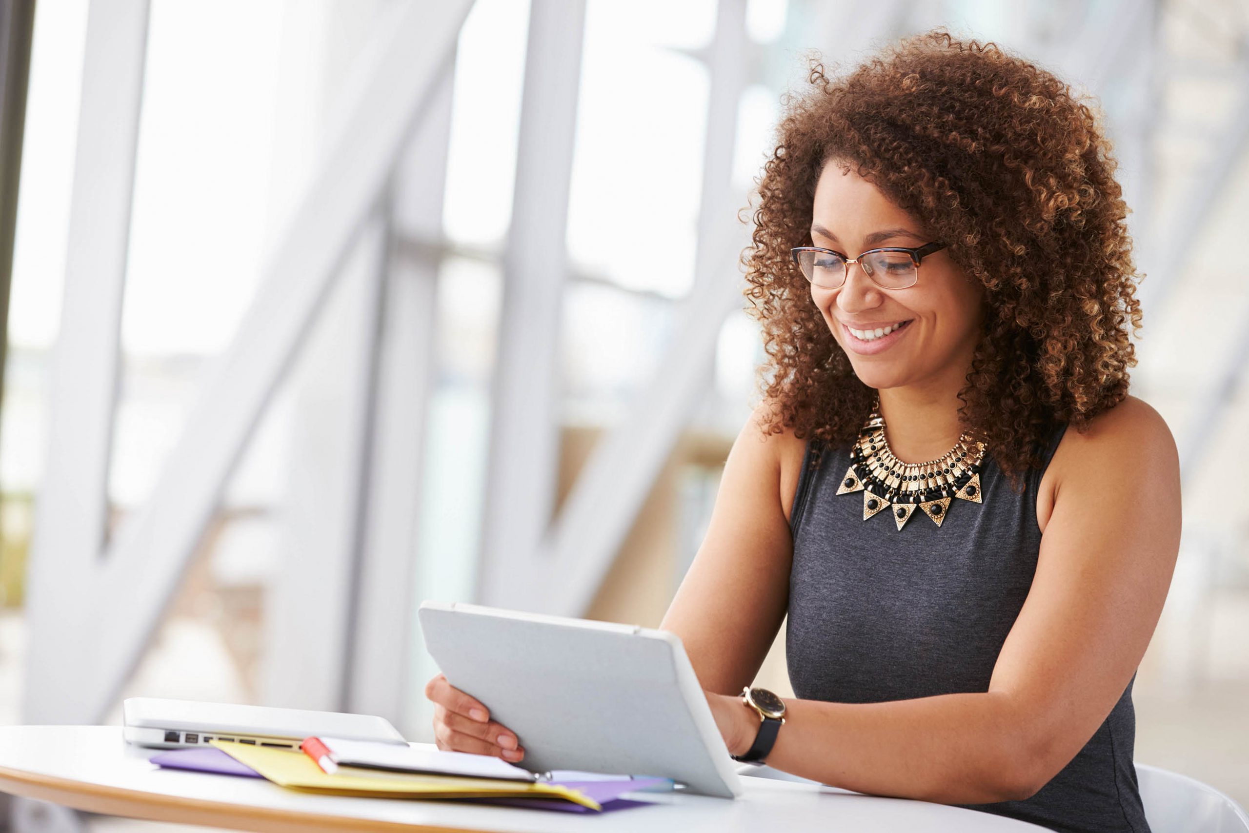 Employee Using Enterprise Content Management platform